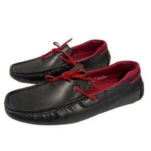 Men’s Chuxx Black & Red Faux Leather Slip On Loafers Size 8 US!